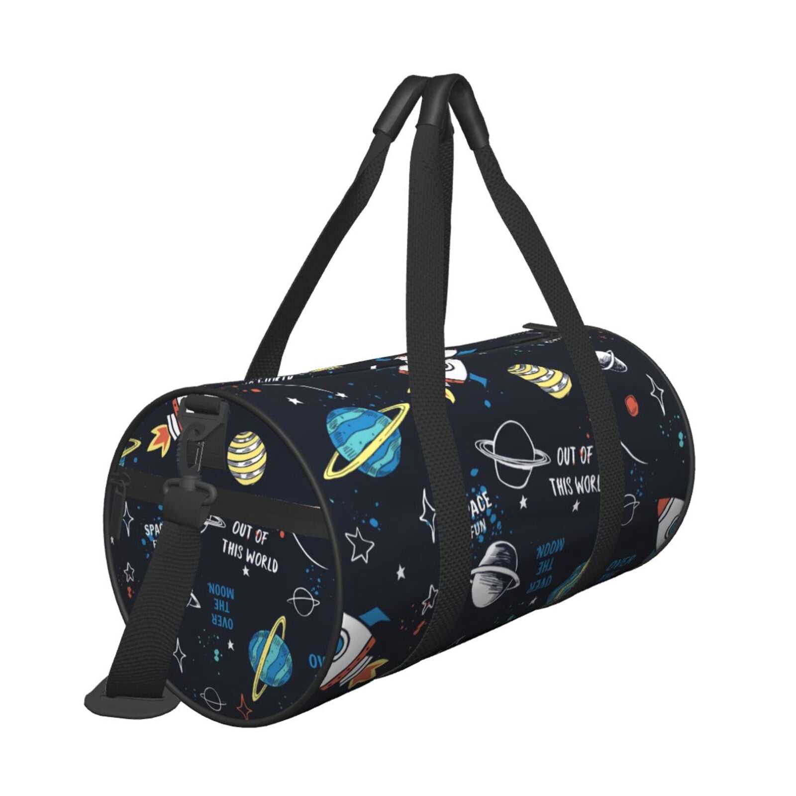 Horeoi Space Print Foldable Travel Duffle Bag with Removable Strap - Water-Resistant Gym Vacation Luggage Multi-Pocket Design