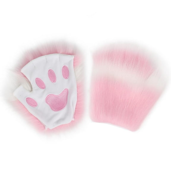 Weflink Kitten Faux Fursuit Gloves Unisex Warm Winter Handwear Fursuit