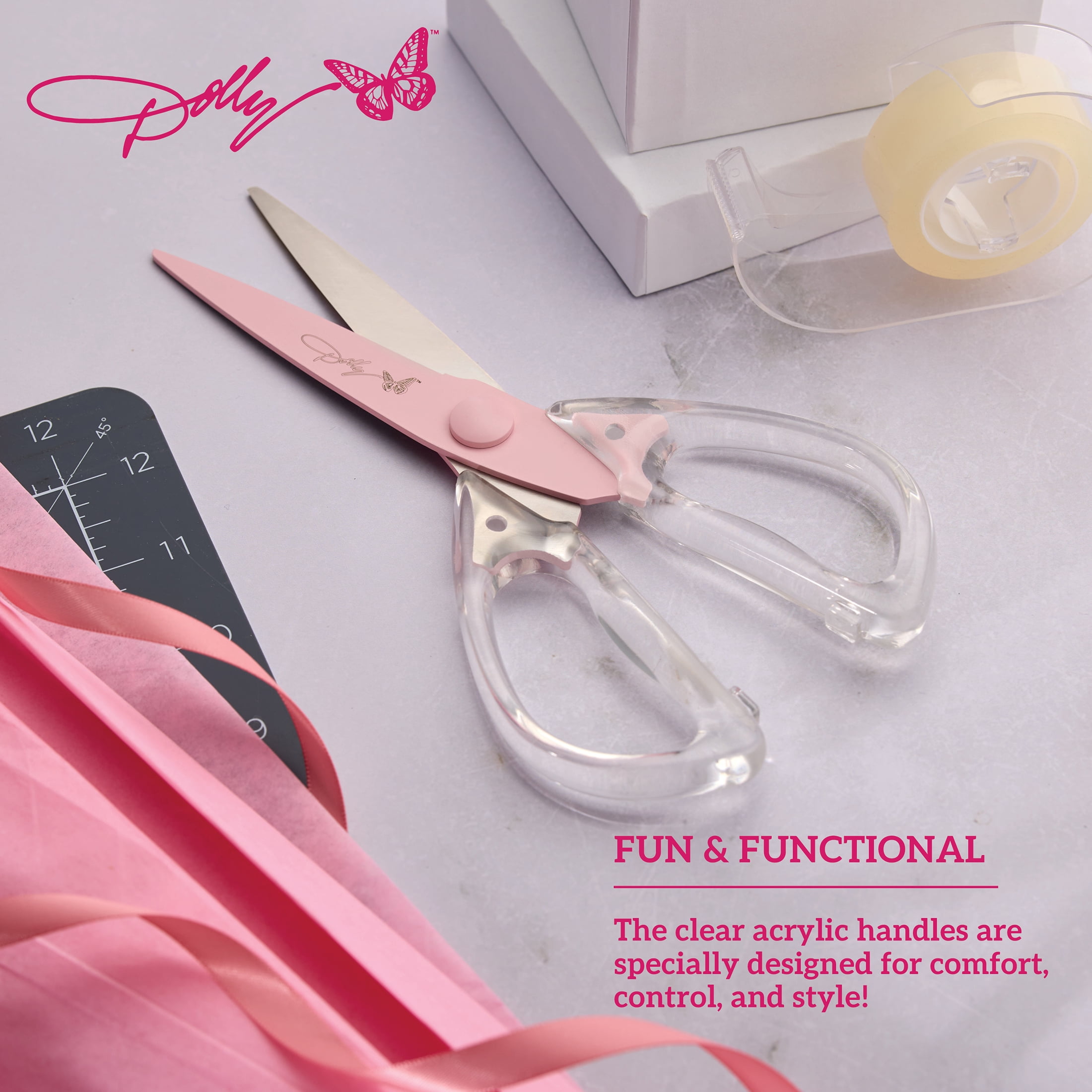 Dolly Parton Pink All-Purpose Acrylic Kitchen Scissors for Cutting and Prep
