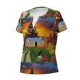 thumbnail image 2 of Naloa Fall Village Scenery Print T-Shirts Short Sleeve V Neck Tees for Women Fashion Tops Trendy Lightweight Soft Casual Summer Outfits Clothes, 2 of 5