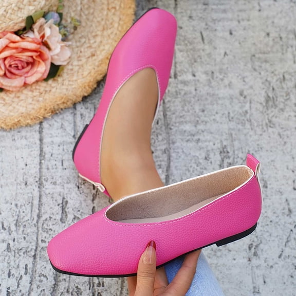 Plus Size Wide Width Round Toe Rhinestone Women's Casual & Dress Shoes Comfortable Office Work Daily Wear Spring Summer Hot Pink 6.5
