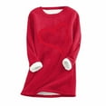 thumbnail image 2 of Jinhomg Heart Print Sweatshirt for Women Fall Winter Warm Cozy Sherpa Fleece Lined Tunic Tops Plus Size Casual Long Sleeve Round Neck Pullovers Red XL, 2 of 3