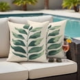 thumbnail image 4 of Green Botanical Outdoor Waterproof Pillow Covers, Tropical Leaves Farmhouse Decorative Square Throw Pillowcase Sofa Cushion Sham for Patio/Couch/Chair, 26"x26" 2 Pack, 4 of 8