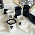 thumbnail image 2 of Calcetines cortos para mujer, calcetines japoneses en blanco y negro con pequeña fragancia, calcetines blancos bordados, calcetines estilo universitario para mujer, 2 of 6