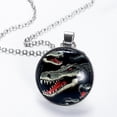 thumbnail image 2 of Crocodile Glass Circular Pendant Necklace - Stylish Women's Jewelry, 2 of 5