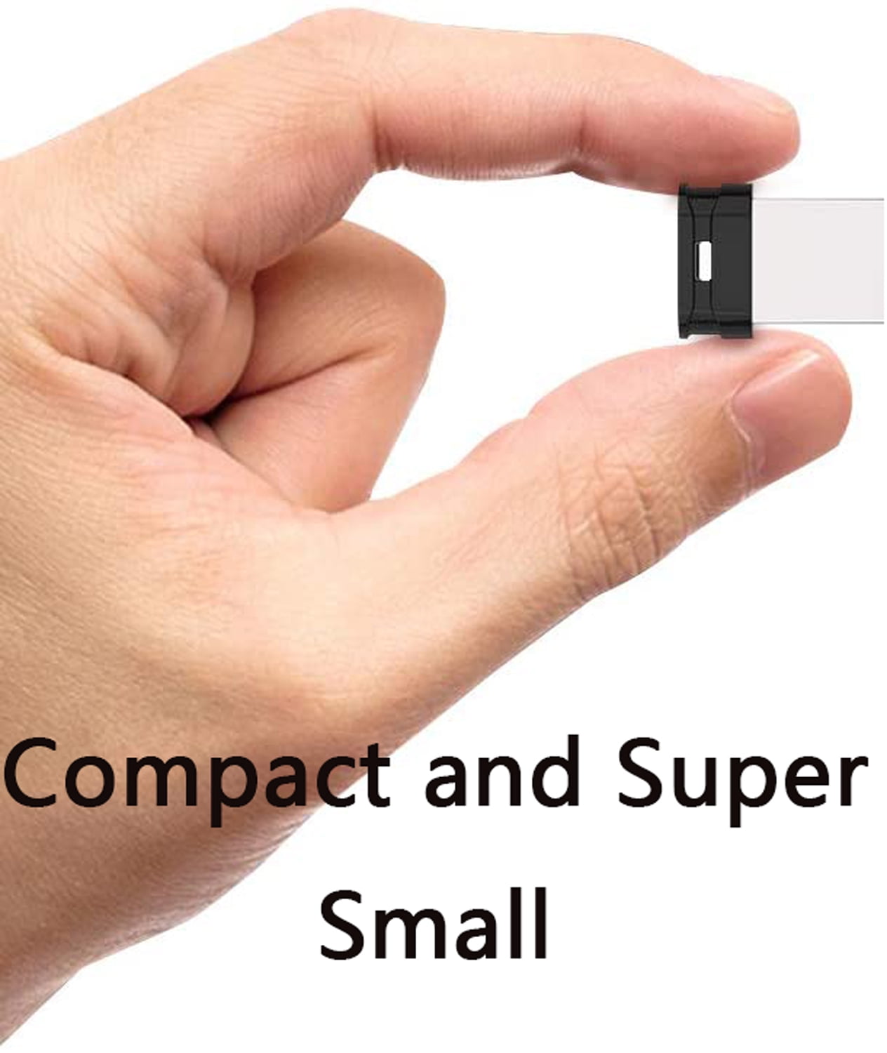 KEXIN 64GB Mini Flash Drive with Lanyard, USB 2.0, Black, 2 pack