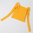 thumbnail image 5 of JDQJBZ Summer Womens Tops,Tops For Women Trendy Ruffle Slim Off Shoulder Crop Knit Long Sleeve Top For Spring Summer, 5 of 5