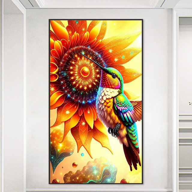 Cuadros Decorativos Pintura de diamante 5D DIY Taladro redondo completo Colibrí Decoración del hogar (NH3665) Wdftyju embutido en tela