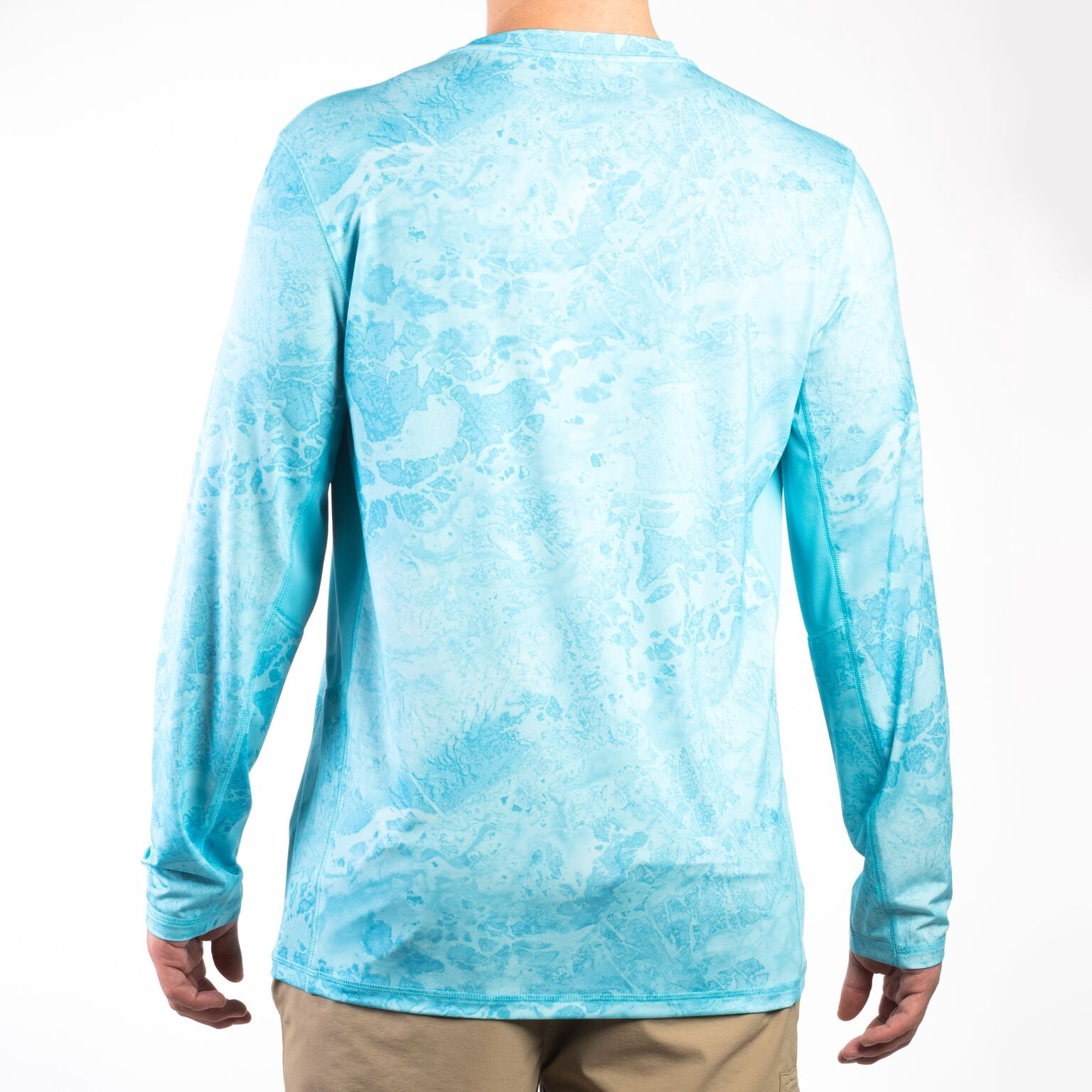 Realtree Wav3 Camo Light Blue Men's Long Sleeve Performance Fishing Tee