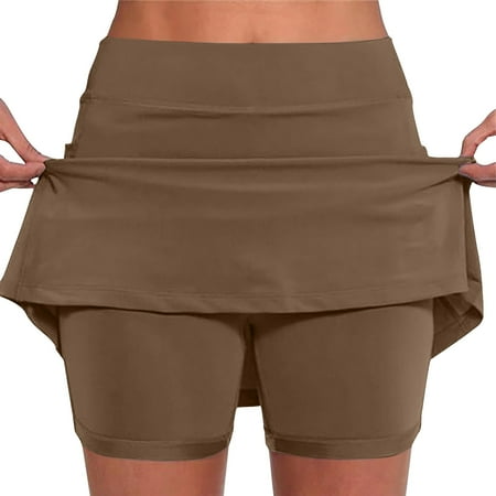 Qeaghou Womens Skorts Tummy Control Plus Size Workout Shorts Summer Solid Lightweight High Waist Athletic Sports Pants Skirts