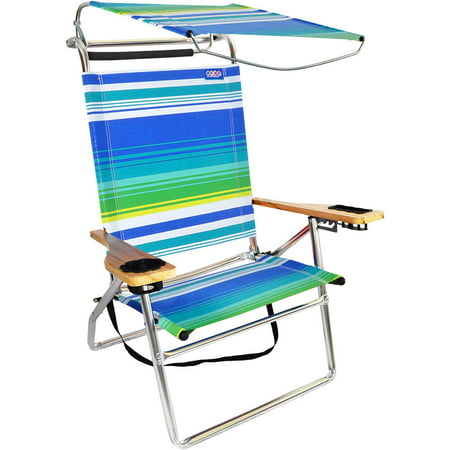Deluxe 4 Position Aluminum High Beach Chair With Canopy Shade