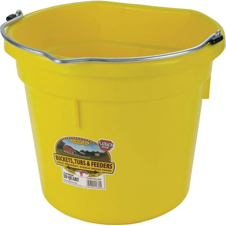 Miller Flat Back Plastic Bucket - Miller Mfg Co Inc P-Little Giant Plastic Flat Back Bucket- Yellow 20 Quart