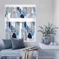 thumbnail image 6 of 3 Piece Kitchen Curtains and Valances Set Blue Bohogeometric Cafe Curtains 24 Inch Length Bohemia Ethnic Abstract Lines Leaf Valance & Tier Curtain for Living Room Bedroom Window 54"x18"+27"x24"*2, 6 of 6