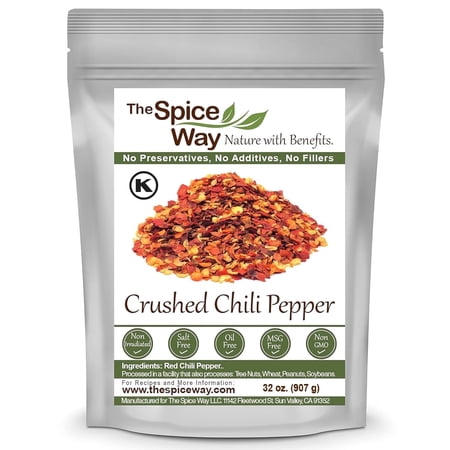 The Spice Way Crushed Red Pepper Flakes 32 oz - Hot Red Chili Pepper Flakes - All-Natural, and Preservative-Free.