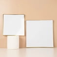 thumbnail image 6 of Balsa Circle 10 Concave White 10" Square Disposable Salad Dinner Plastic Plates Gold Trim Party Events Decorations, 6 of 8