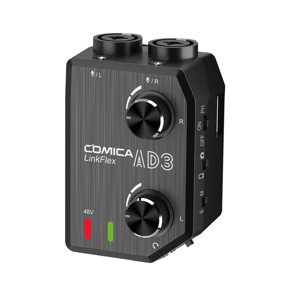CoMica LINKFLEX AD3 Deux Canaux XLR/3.5mm/6.35mm-3.5mm Préampli Audio / Adaptateur / Interface pour Appareils Photo Reflex 3.5mm et Téléphone Intelligent