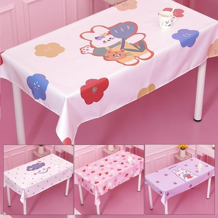 

Leaveforme Party Tablecloth Washable Lovely 80 x 120CM Cute Tablecover for Dormitory