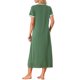 thumbnail image 3 of Camisón de noche de mujer INSPIRE CHIC con escote en V, abertura lateral, manga corta, camisón largo con bolsillos, M, verde, 3 of 6