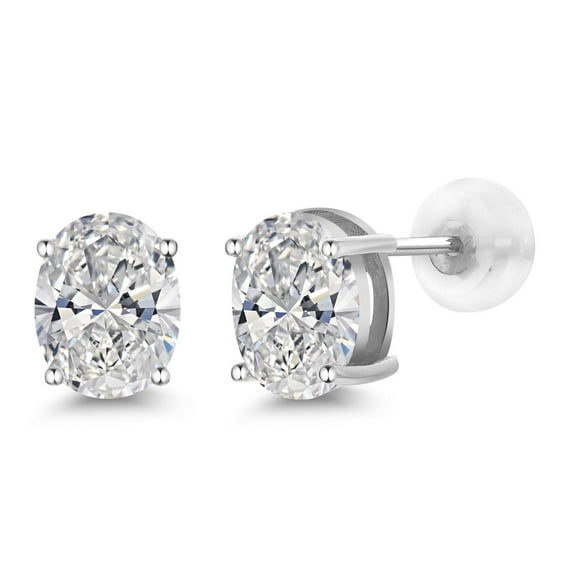 Gem Stone King 3.00 Cttw Oval Cut 14K White Gold IGI Certified Lab Grown Diamond Stud Earrings | D-E Color | VS1-VS2 Clarity | Gold Earrings for Women Men
