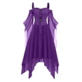 thumbnail image 7 of UoCefik Women's Halloween Costumes Off Shoulder Chiffon Butterfly Sleeve Gothic Dress Medieval Steampunk Cosplay Dress, Purple Pink L, 7 of 7