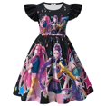 thumbnail image 1 of Girls Kpop Demon Hunters Pajamas Dress One Piece Summer Dress Demon Hunters Suit Pop Singer A-line Dress Party Dress Up Dress for 2-12 Years#Black 110, 1 of 4