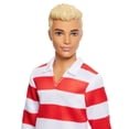 thumbnail image 4 of Barbie Fashionistas Ken Doll #241 in Red Striped Top and Pink Shorts with White Sneakers, Blonde, 4 of 9