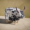thumbnail image 7 of Alvantor Animal Ottoman Footrest Modern Velvet Cow-Shaped Ottoman for Living Room, Bedroom Black, 7 of 7