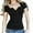 Black, variant on Women Y2K Grunge Vintage Female Pullover Solid Color Button Down Round Neck Short Sleeve Close-Fitting Tops T-Shirts