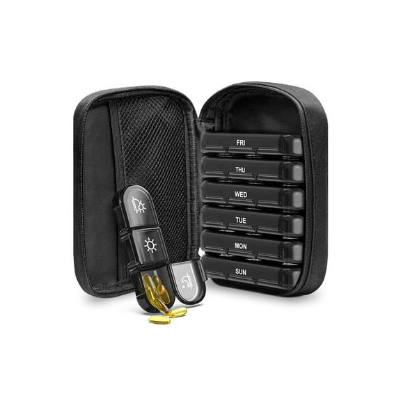 Weekly for Pill Organizer 3 Times a Day for Pill Box with Canvas Bag for Pill Co