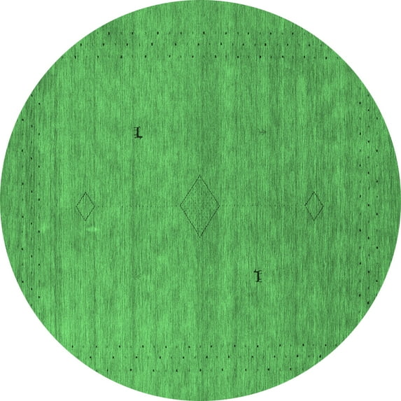Ahgly Company Indoor Round Abstract Emerald Green Contemporary Area Rugs, 5' Round