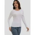 thumbnail image 2 of Womens Long Sleeve Stretch Crew neck T-Shirt Fitted Casual Basic Tops, 2 of 6