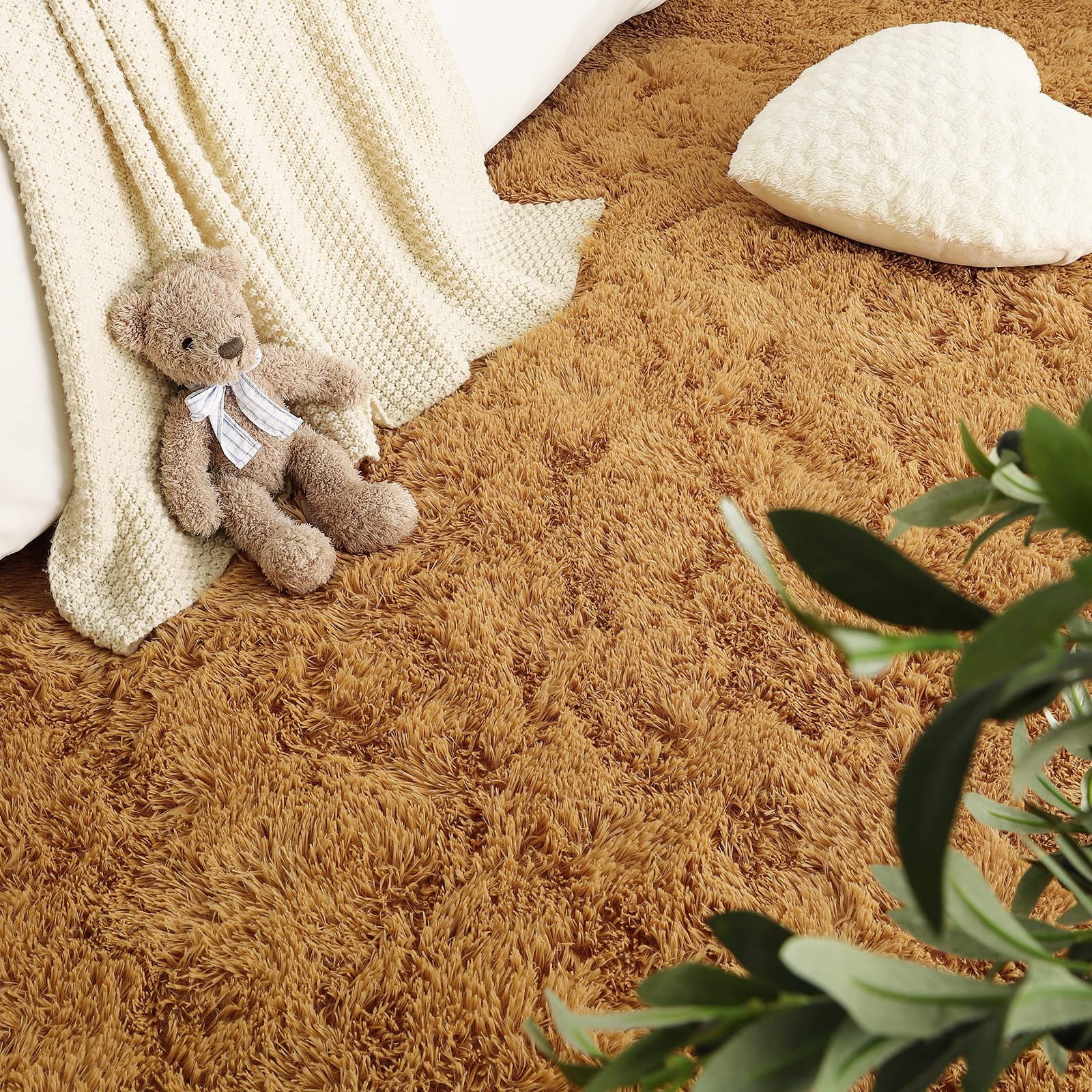 Noahas Luxury Fluffy Rugs Ultra Soft Shag Rug for Bedroom Living Room Kids Room, Children,6'x9',Khaki