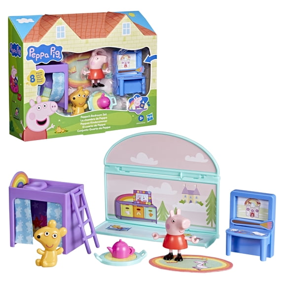 Peppa Pig Toys Peppa's Bedroom Set, Works with Peppa's Big Family House Playset, 3 