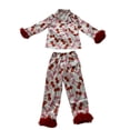 thumbnail image 4 of Pajamas for Girls Sets Cute Printed Long Sleeve Funny Button Down Pjs Set Home Clothes 2 Piece Satin Pajama Sets Pink,2-3 Years, 4 of 4