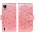 thumbnail image 3 of Compatible with Cricket Debut S2 U380AC/AT&T Calypso 4 U380AA Wallet Phone Case and Tempered Glass Screen Protector Flower Faux Leather Flip Credit Card Holder Stand Zipper Cell Cover Women Pink, 3 of 8