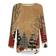 thumbnail image 4 of ZRGHAOYLQ Plaid Christmas Tree Graphic T Shirts Womens Christmas Basic Tunic Tops Merry Christmas Crewneck Pullover Long Sleeve Xmas Holiday Party Tops, 4 of 5