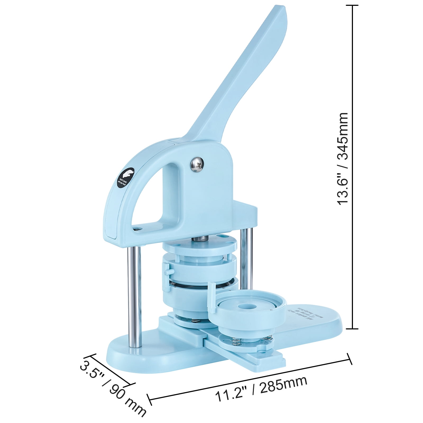 KFFKFF 3-IN-1 Button Maker, Multiple Sizes 1" +1.25" +2.28" (25/32/58mm) Badge Button Press Machine with 300pcs Button Parts, Button Maker Machine with Panda Magic Book, Ergonomic Arc Handle Punch