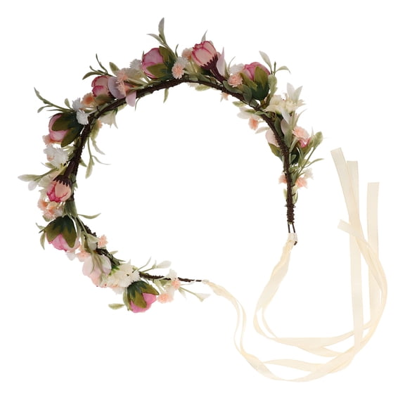 AURARMLET Realistic Pink Flower Crown Hairband Durable Floral Headpiece for Special Occasions