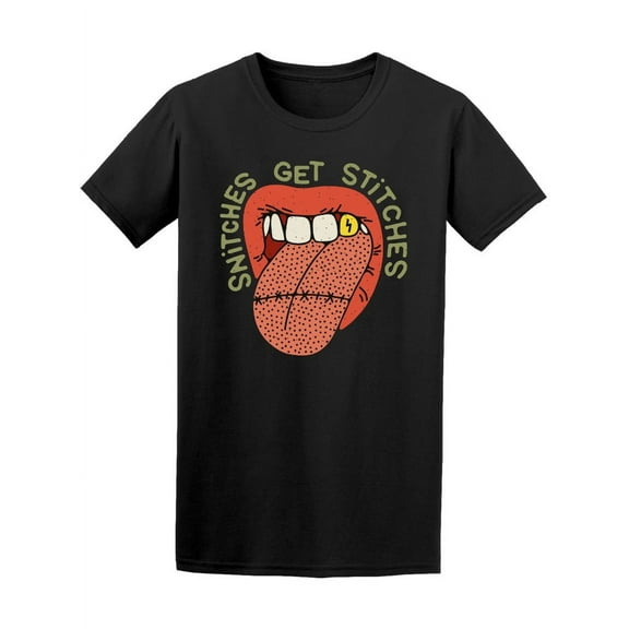 Smartprints Mens Graphic Tee - Snitches Get Stitches - Regular Fit 100% Cotton
