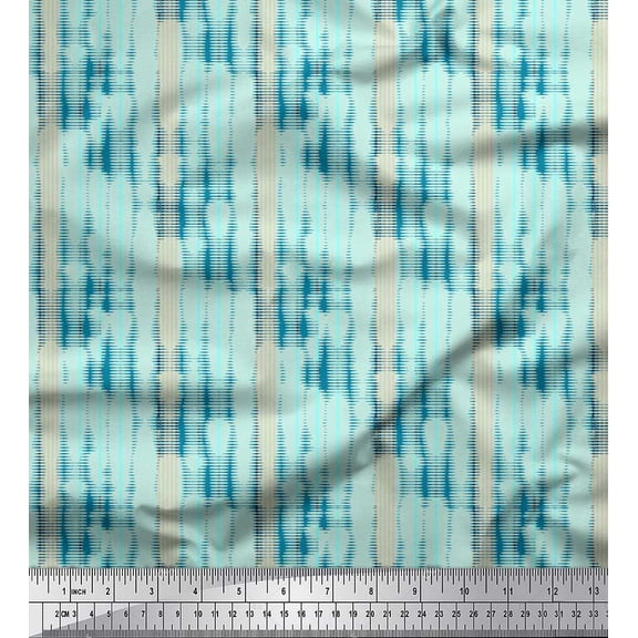 Soimoi Green Cotton Voile Fabric Vertical Stripe Print Sewing Fabric Yard 42 Inch Wide