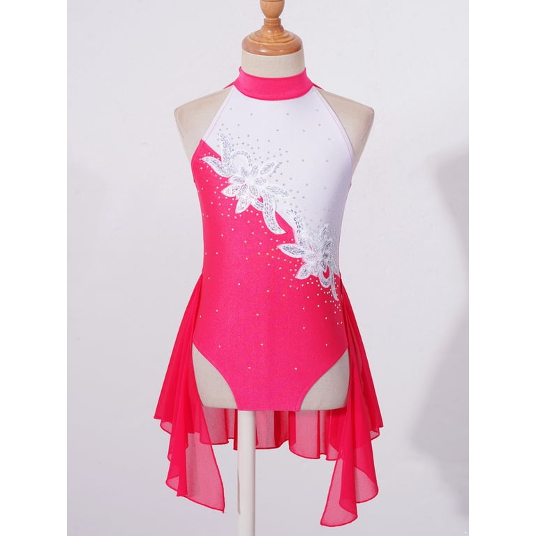 Alvivi Rhinestone Sleeveless Athletic Dance Dress for Kids Girls Figure  Skating Competition Costume Hot Pink 14 - Walmart.com
