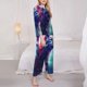 thumbnail image 3 of Balery Starry Multicolored Wolf Conjunto de Pijama con Estampado para Mujer, Conjunto de Dos Piezas con Manga Larga, Ropa de Dormir Suave con Bolsillos, Pijamas Cómodos-Small, 3 of 7