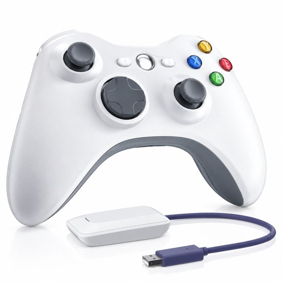 ERFKJE Wireless Controller Compatible with Xbox 360/360 Slim/ PC Windows 7/8/10/11,with 2.4Ghz Gamepad Joystick Controller,White