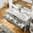 thumbnail image 4 of Eviva Natalie 60" Gray Freestanding Double Sink Bathroom Vanity w/ White Carrara Top, 4 of 5
