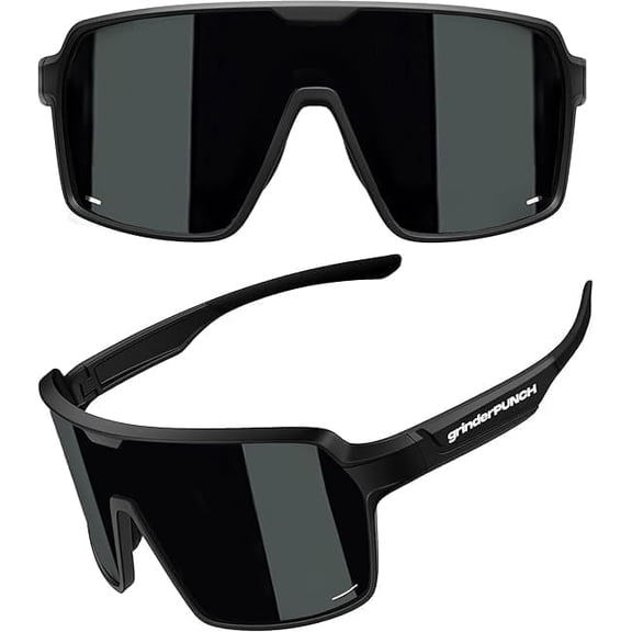 Grinderpunch Running and Baseball Sport Sunglasses for Men and Women, UV400 Protection - Black