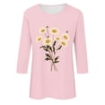 thumbnail image 4 of Tnhcen Chemises à Manches 3/4 Col Rond Imprimé Floral Automne pour Femmes - Basiques Décontractés Grande Taille P-3TG, 4 of 4
