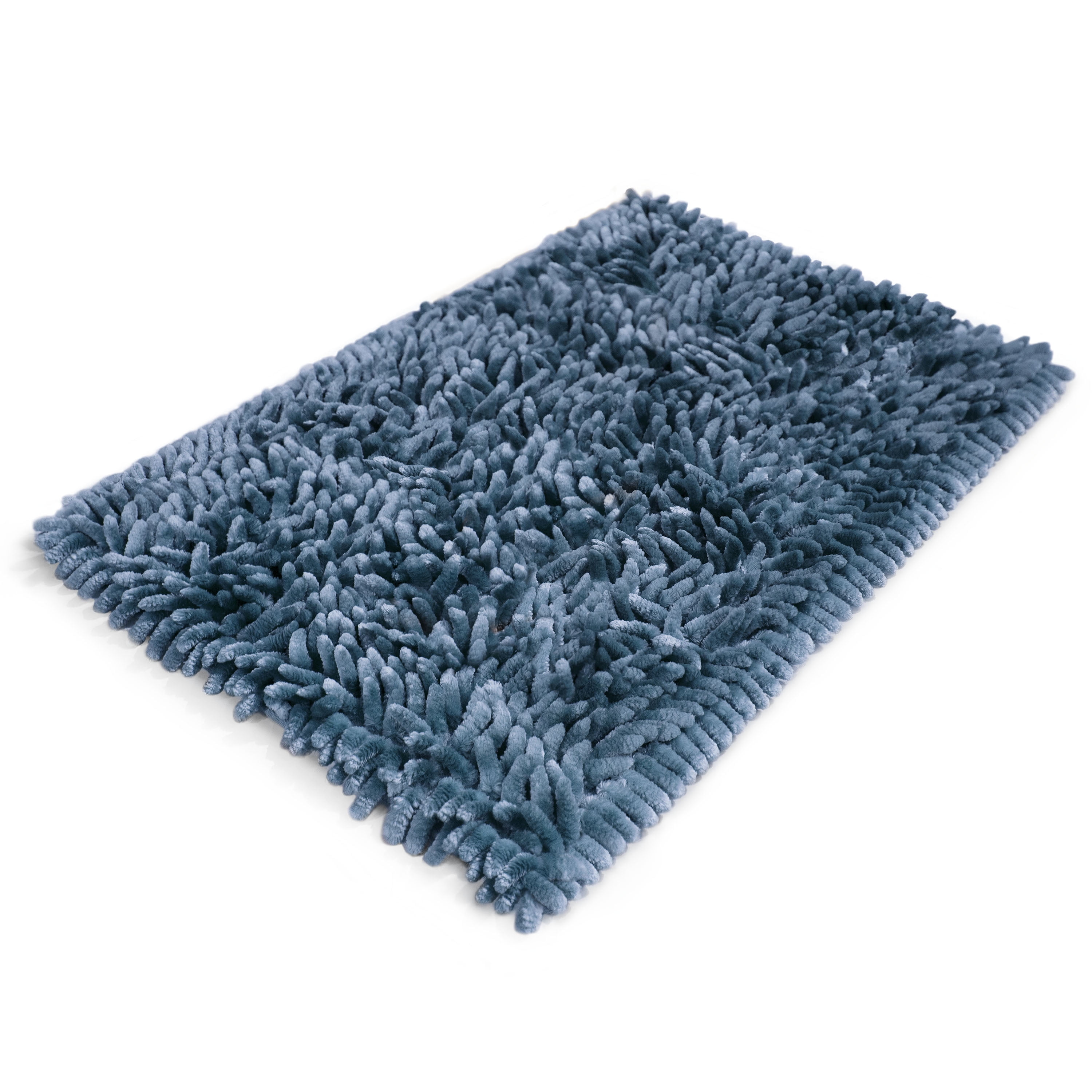 Mainstays Performance Bath Rug, Aqua, Shiny Chenille Top, Memory Foam, 17x24”