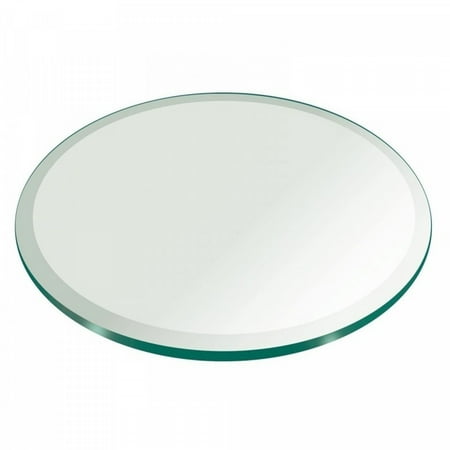 Fab Glass and Mirror Round 0.5-Inch Thick Beveled Polish Tempered Glass Table Top