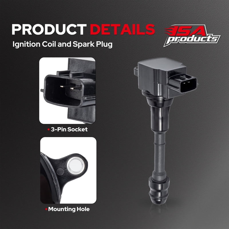 Set of 4 ISA Ignition Coils For Nissan 2002-2006 Altima 2002-2006 Sentra 2002-2007 X-Trail 2.5L Replacement for 22448-8H315 22448-8H310 C1398 UF350
