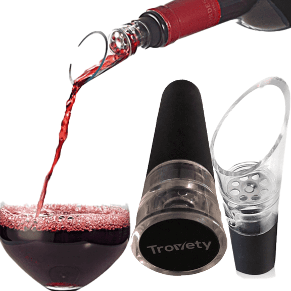 Trovety Wine Aerator Pourer and Wine Saver Pump – 2-in-1 Diffuser Oxygenator and Pouring Dispenser for Enhanced Smoother Flavors of Red Wines